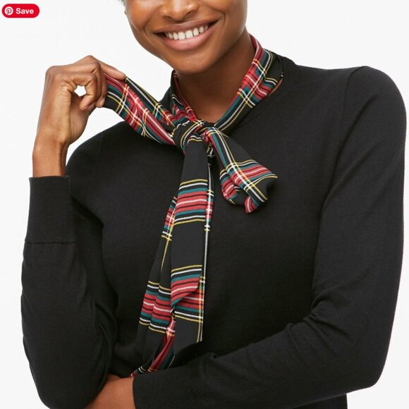J.Crew Plaid Tie Neck Sweater - Picture 3 of 9